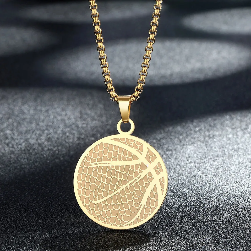 2023 Western Hot Design Stainless Steel Pendant Necklace Basketball Pendant Necklace Men Women Sports Jewelry