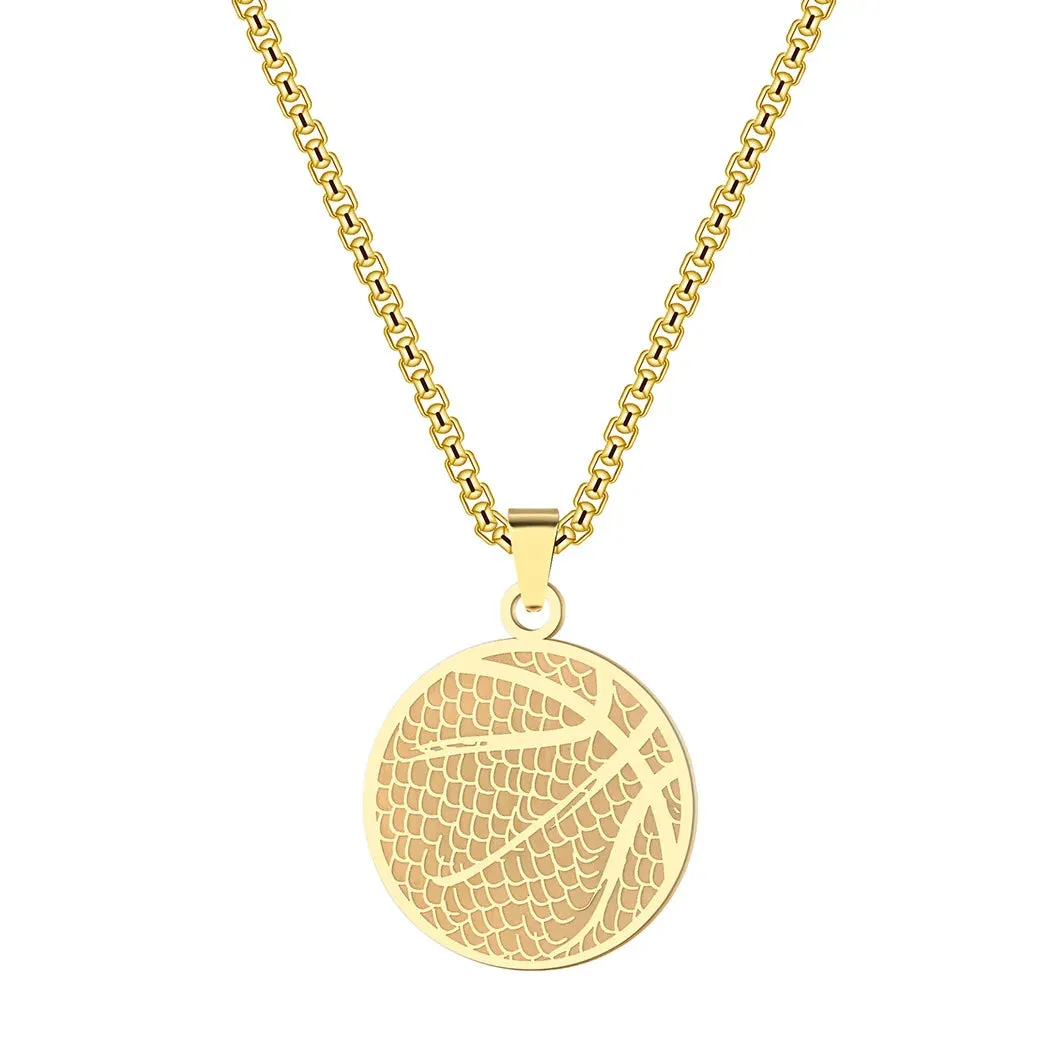 2023 Western Hot Design Stainless Steel Pendant Necklace Basketball Pendant Necklace Men Women Sports Jewelry