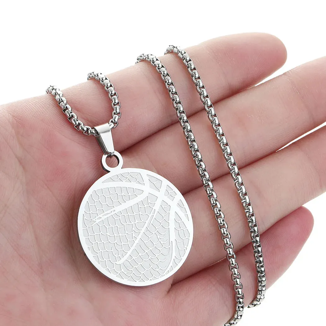 2023 Western Hot Design Stainless Steel Pendant Necklace Basketball Pendant Necklace Men Women Sports Jewelry