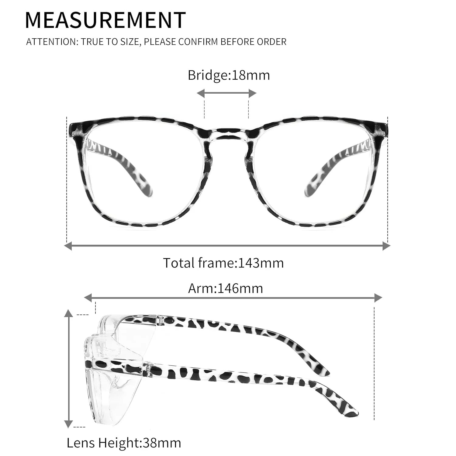 Alsenor Safety Glasses Anti Fog Goggles Protective Eyewear Blue Light Blocking Anti Dust UV Protection Glasses For Men Women (Black-Leopard)