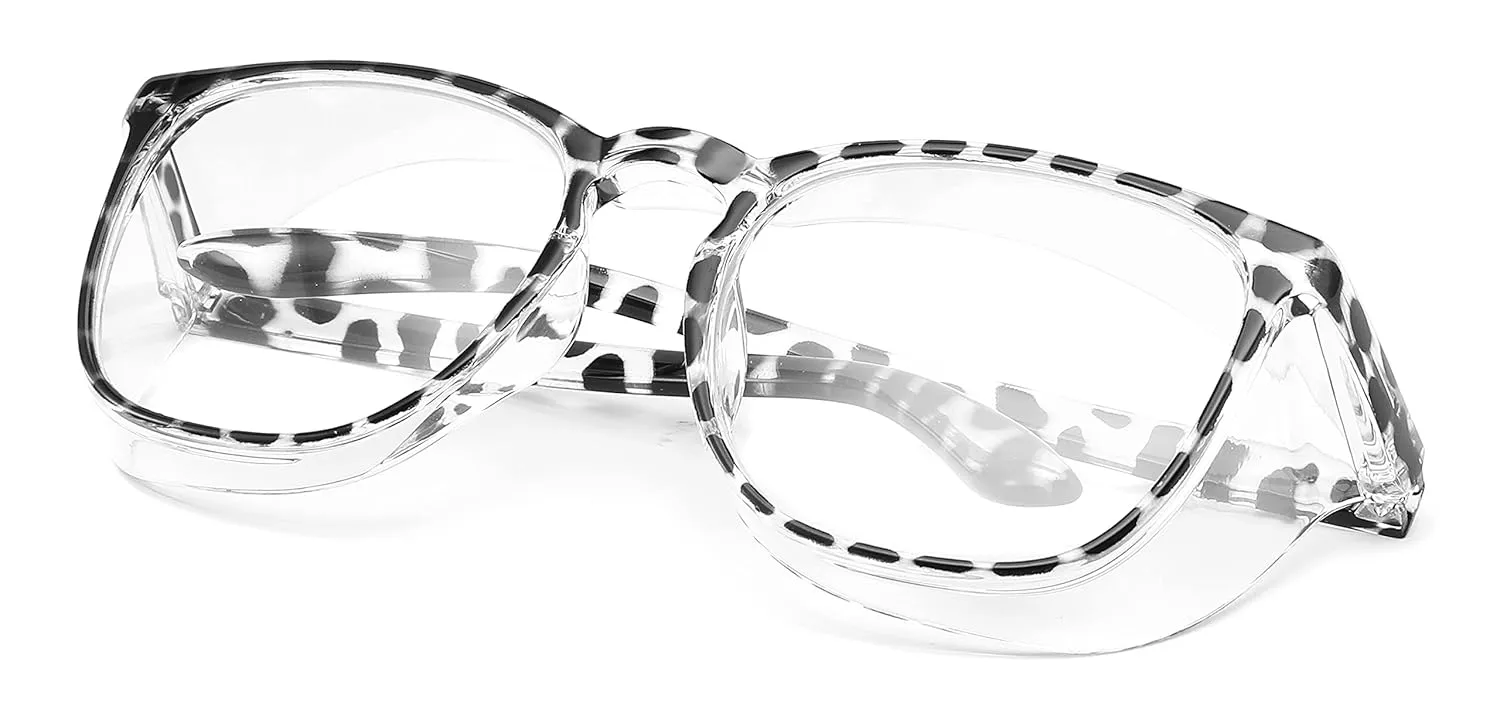 Alsenor Safety Glasses Anti Fog Goggles Protective Eyewear Blue Light Blocking Anti Dust UV Protection Glasses For Men Women (Black-Leopard)