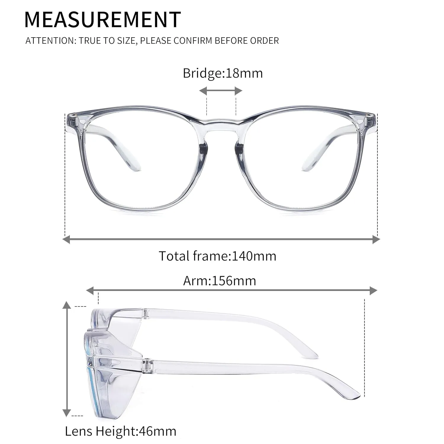 Alsenor Safety Glasses Anti Fog Goggles Protective Eyewear Blue Light Blocking Anti Dust UV Protection Glasses For Men Women (Blue)
