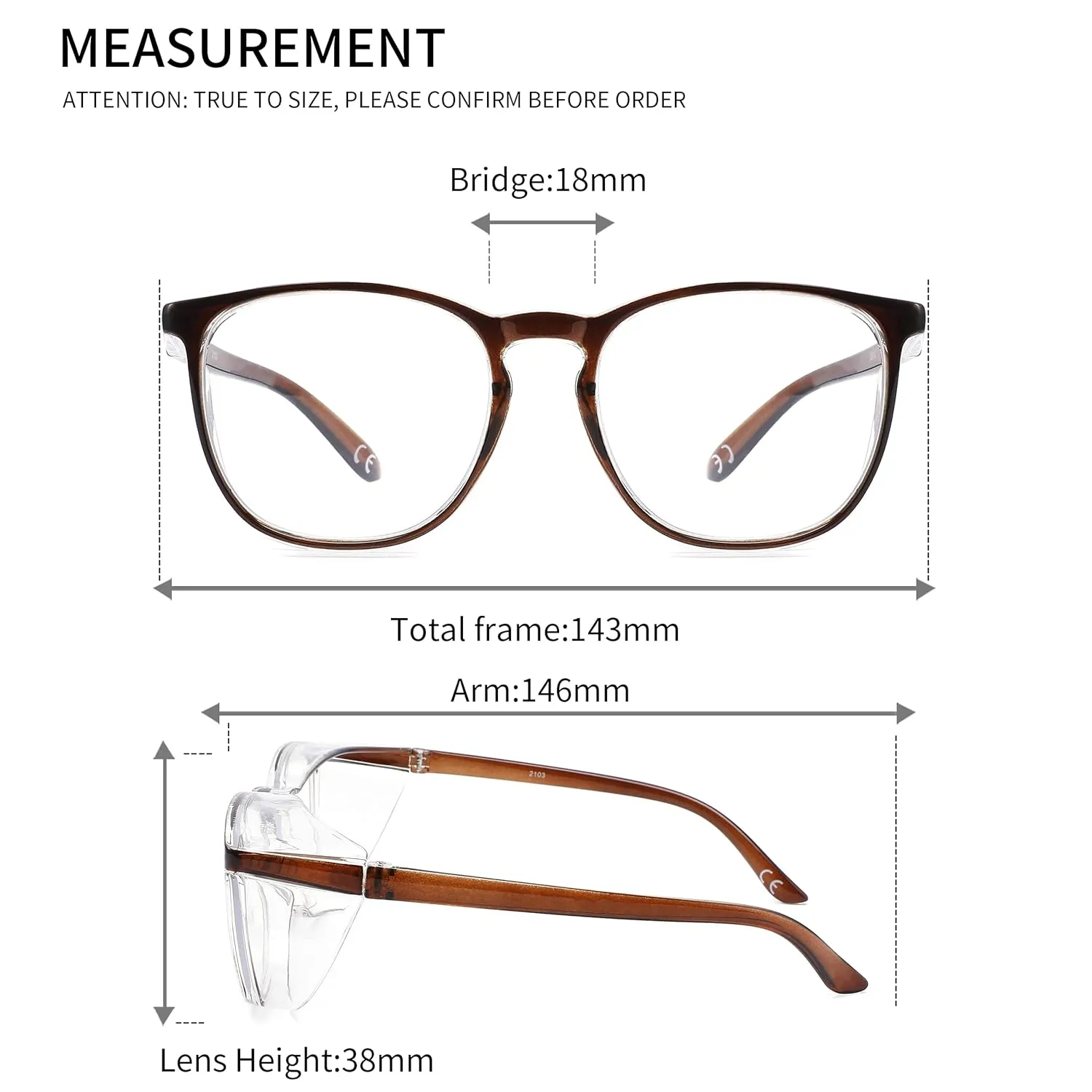 Alsenor Safety Glasses Anti Fog Goggles Protective Eyewear Blue Light Blocking Anti Dust UV Protection Glasses For Men Women (Brown)