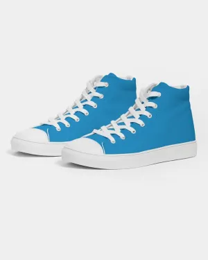 Bright Blue Cyan Women's High-top Canvas Sneakers | Women's | Bright Pure Blue Cyan | C100M25Y0K0