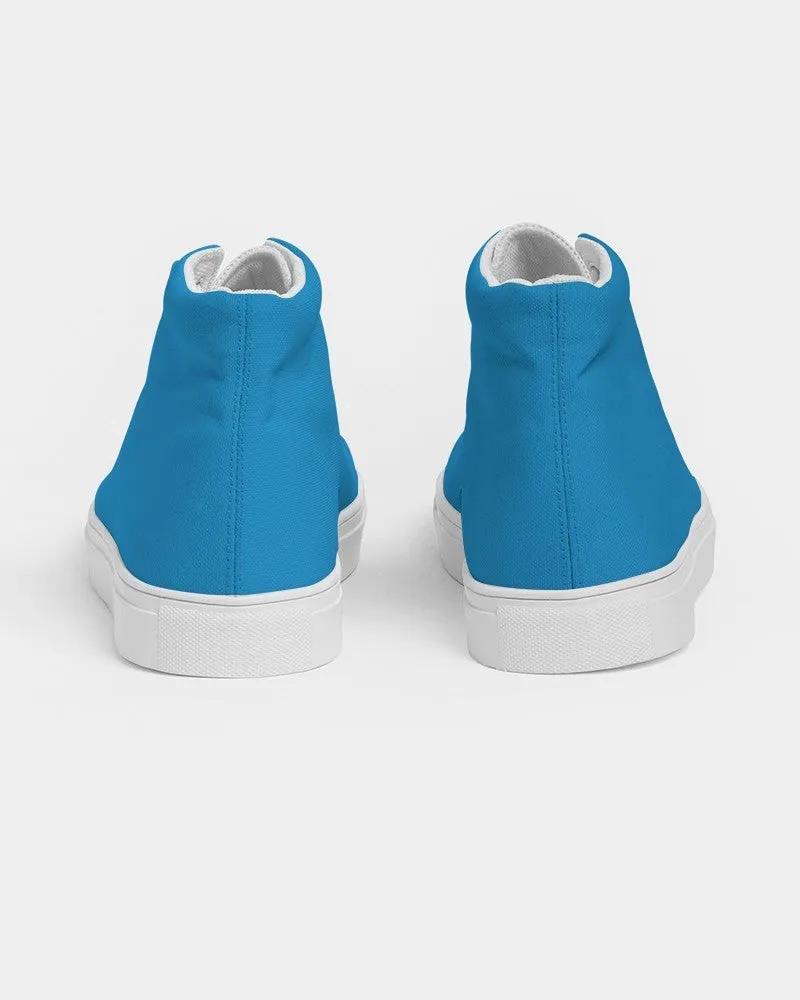 Bright Blue Cyan Women's High-top Canvas Sneakers | Women's | Bright Pure Blue Cyan | C100M25Y0K0