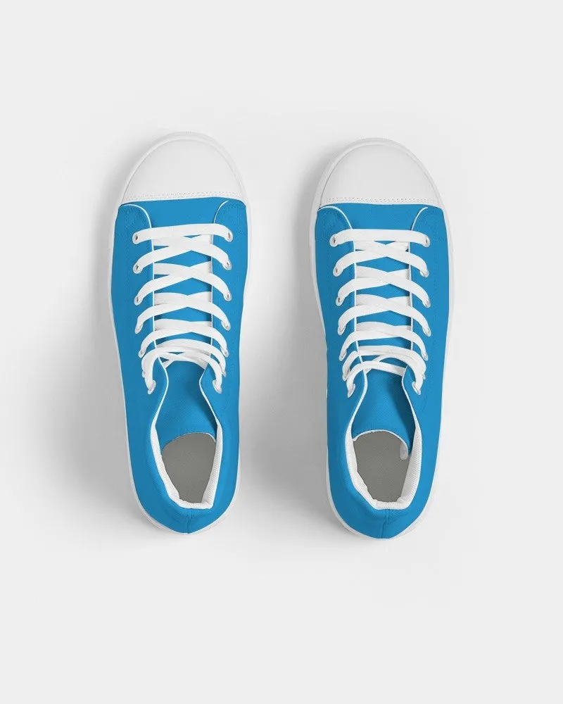 Bright Blue Cyan Women's High-top Canvas Sneakers | Women's | Bright Pure Blue Cyan | C100M25Y0K0