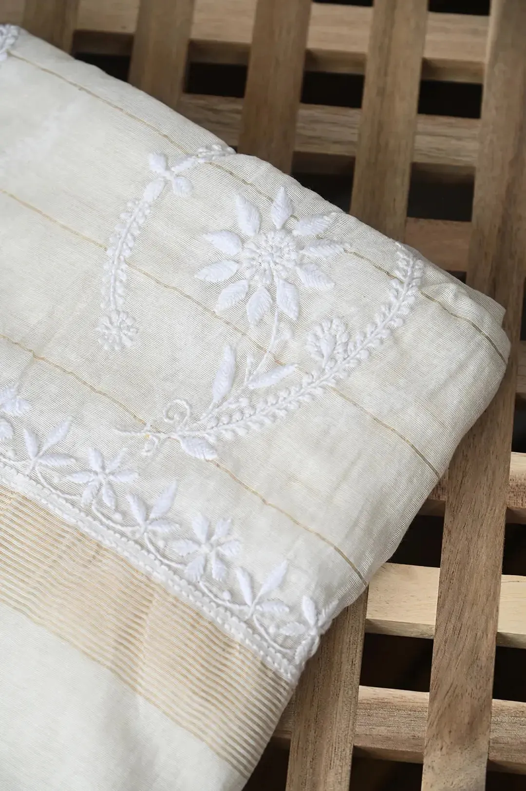 Chanderi Dupatta with Chikankari