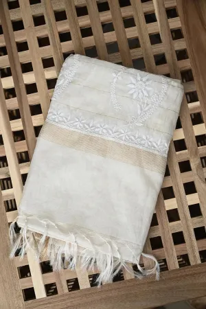 Chanderi Dupatta with Chikankari
