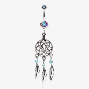 Classic Pewter Dream Catcher Belly Ring