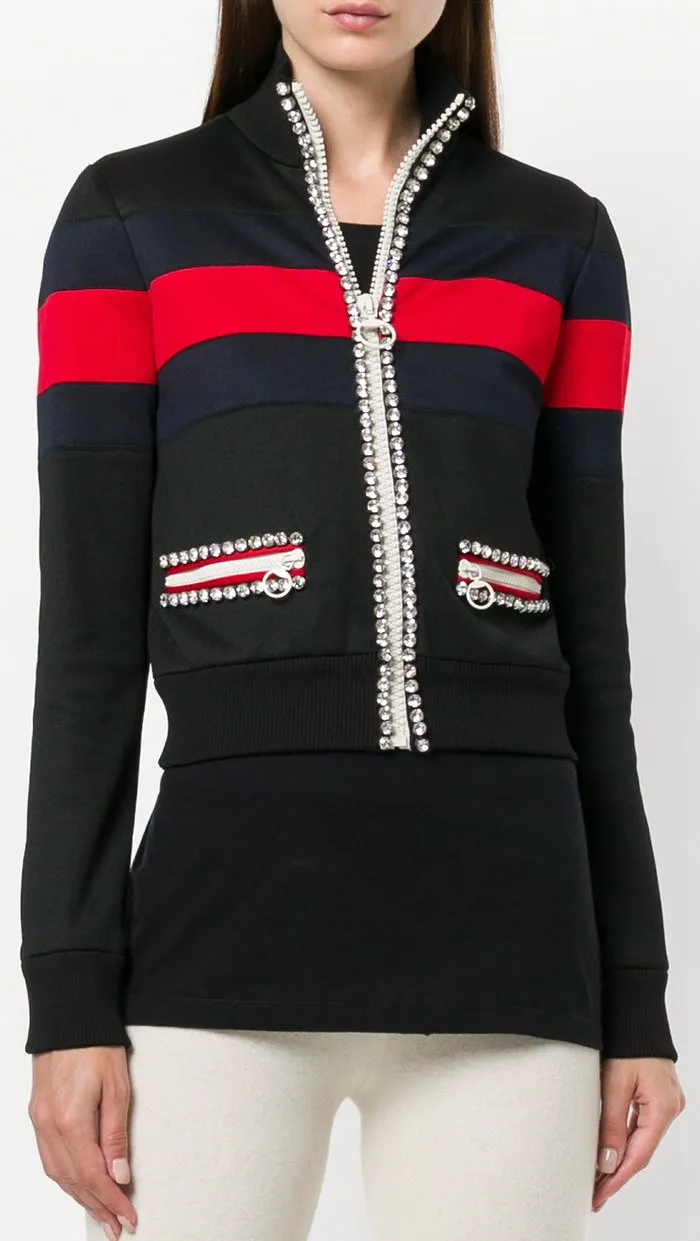 Crystal-Embellished Technical Jersey Jacket
