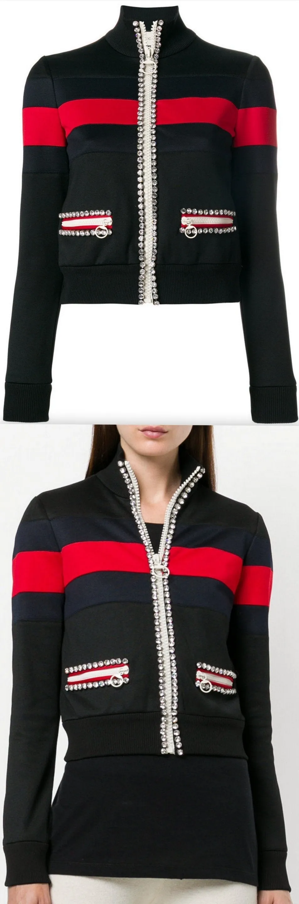 Crystal-Embellished Technical Jersey Jacket