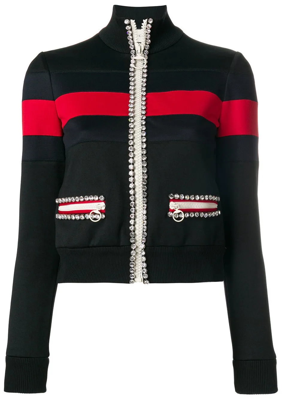 Crystal-Embellished Technical Jersey Jacket