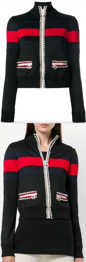 Crystal-Embellished Technical Jersey Jacket