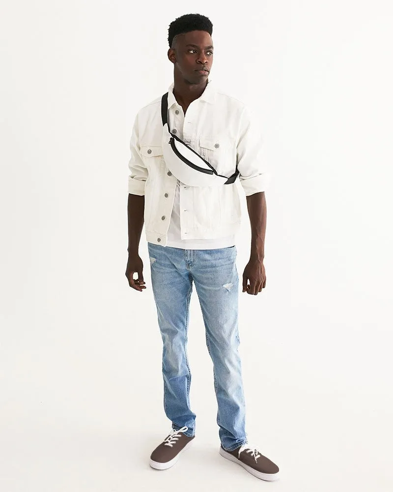 Dark Red Brown Men's Canvas Sneakers | Men's | Dark Pale Pastel Red Brown | C0M30Y30K80