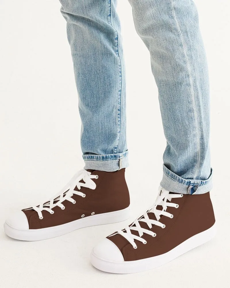 Dark Red Brown Men's High-top Canvas Sneakers | Men's | Dark Pastel Red Brown | C0M60Y60K80