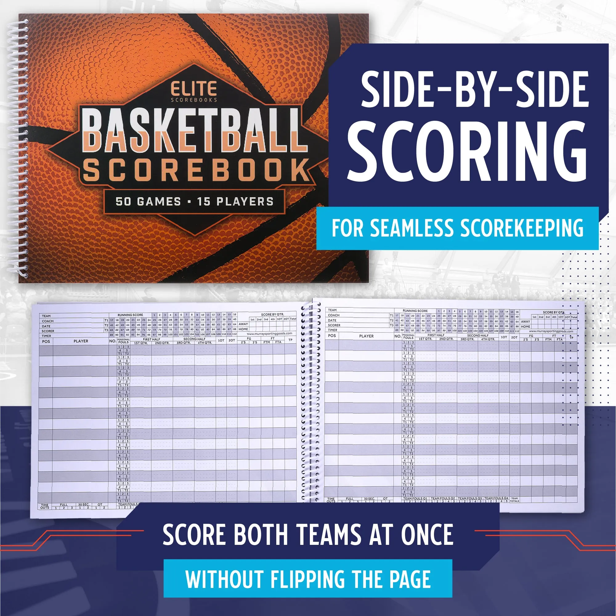 Elite Basketball Scorebook - 50 Games