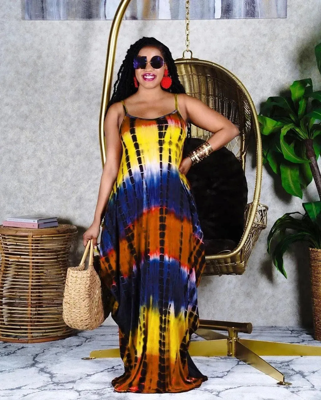 Fashion Casual Strap Tie-dye V-neck