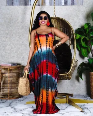 Fashion Casual Strap Tie-dye V-neck