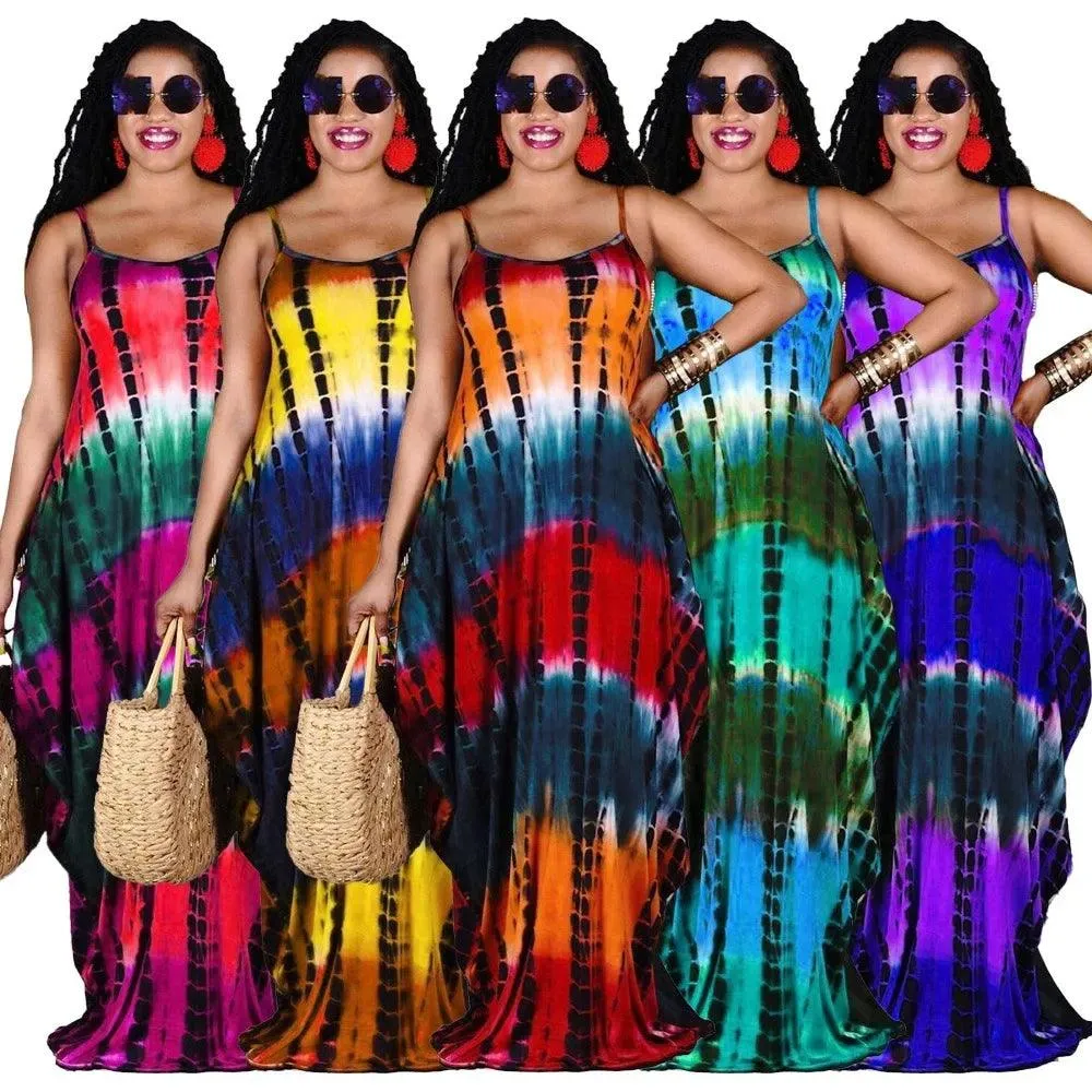 Fashion Casual Strap Tie-dye V-neck