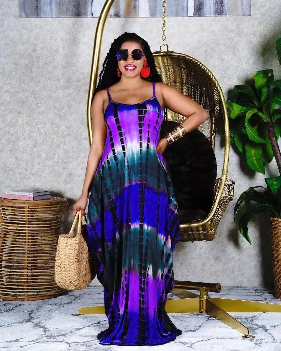 Fashion Casual Strap Tie-dye V-neck