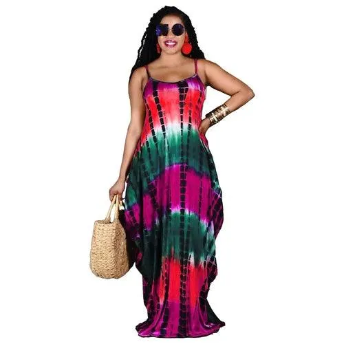 Fashion Casual Strap Tie-dye V-neck