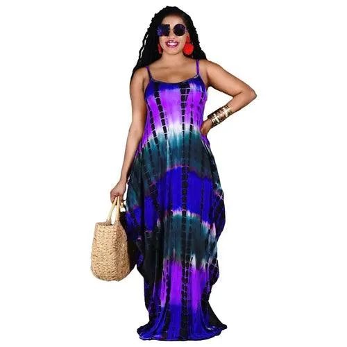 Fashion Casual Strap Tie-dye V-neck