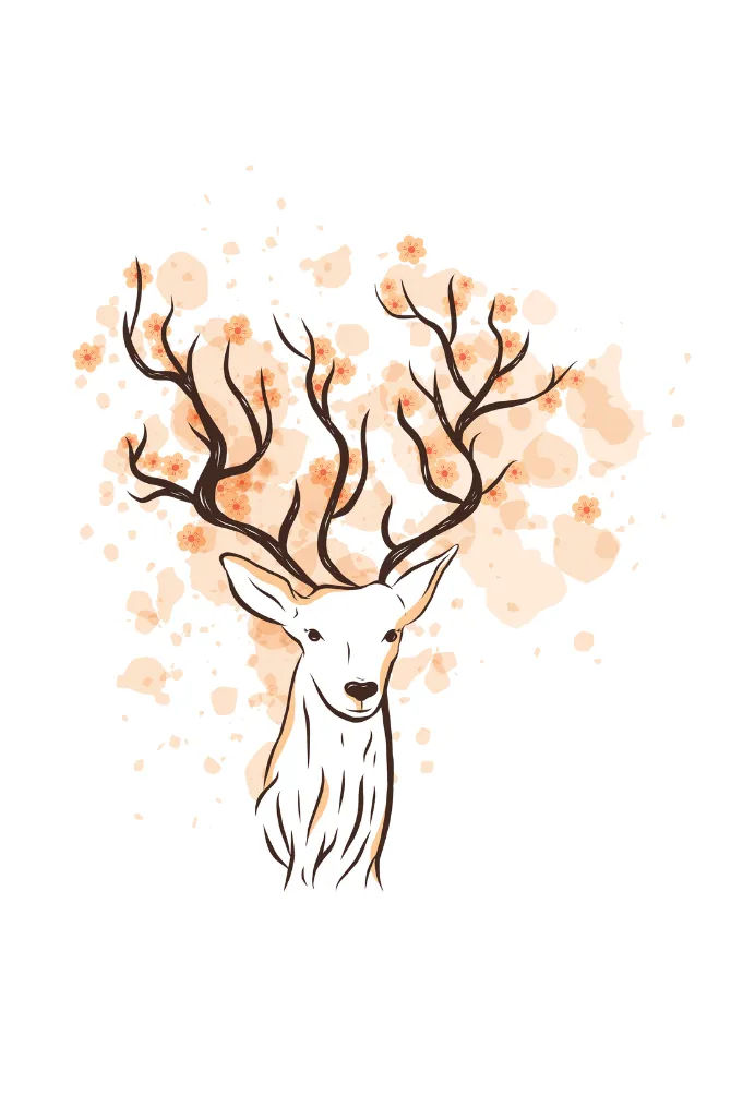 Floral Antlers Printed Scoop Neck T-shirt for women
