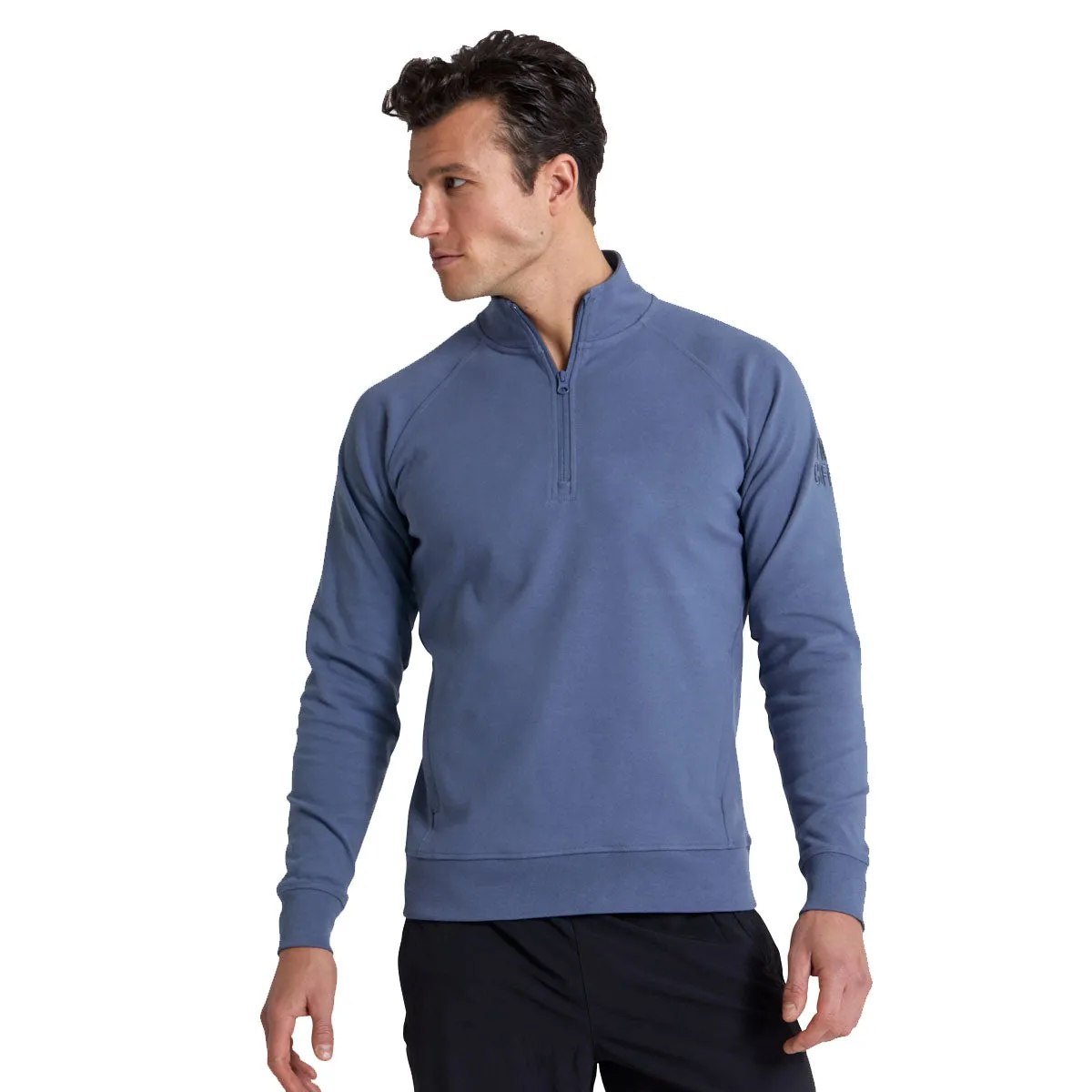 Gym Coffee Chill Half Zip Hoodie - Mens - Thunder Blue