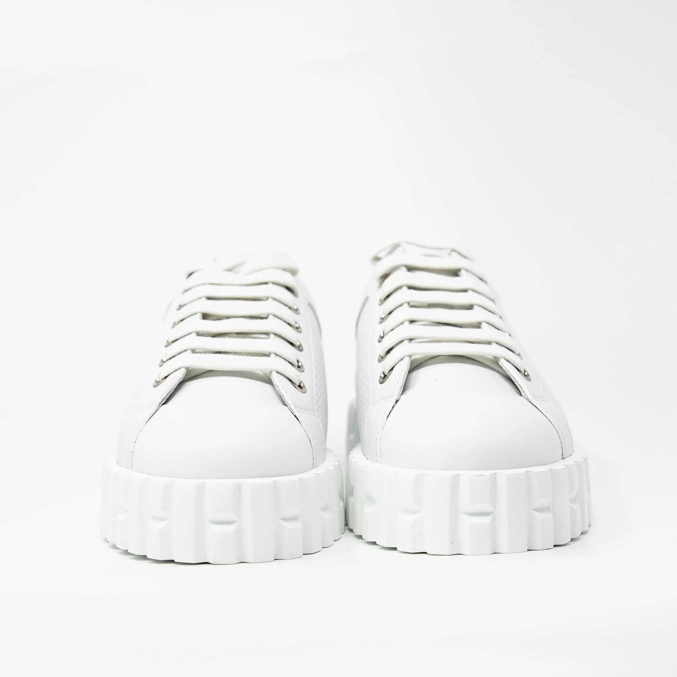 Hermes White Veau Cross Sneakers 36
