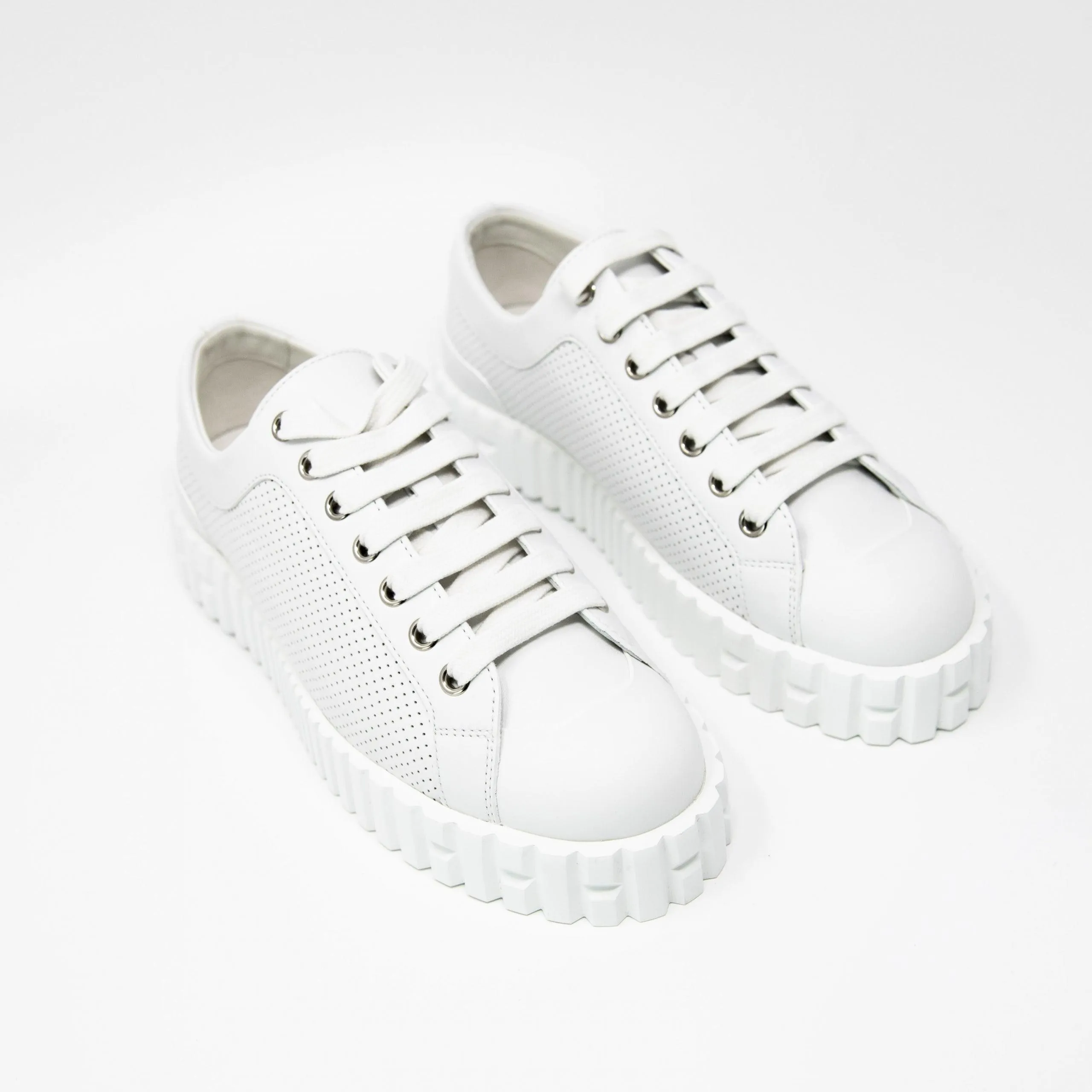 Hermes White Veau Cross Sneakers 36
