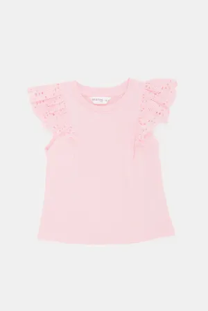 Infant Girls Pink Frills Embellished Blouse