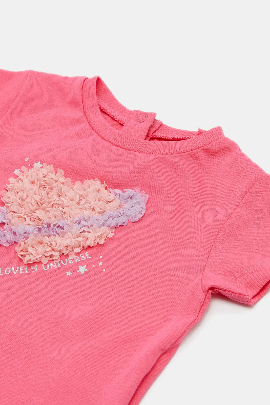 Infant Girls Pink Heart Artwork T-Shirt