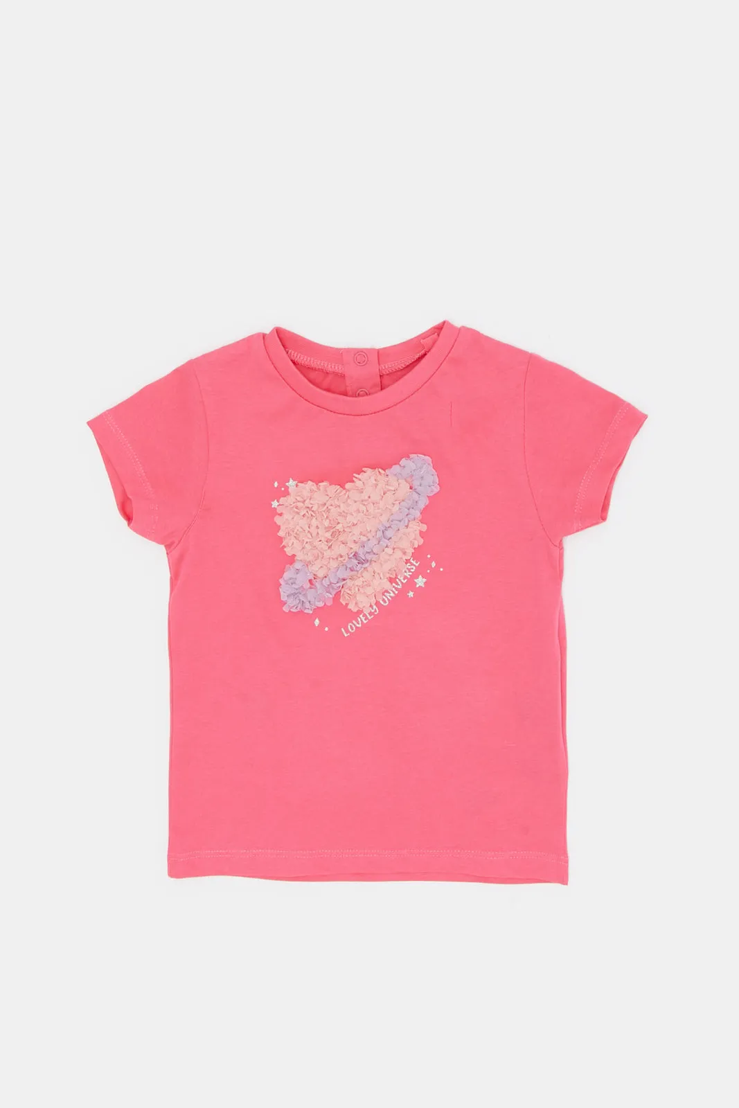 Infant Girls Pink Heart Artwork T-Shirt
