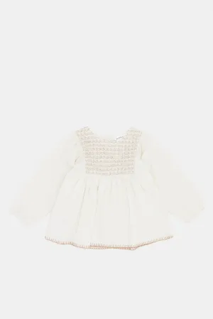 Infant Girls White Embellished Blouse