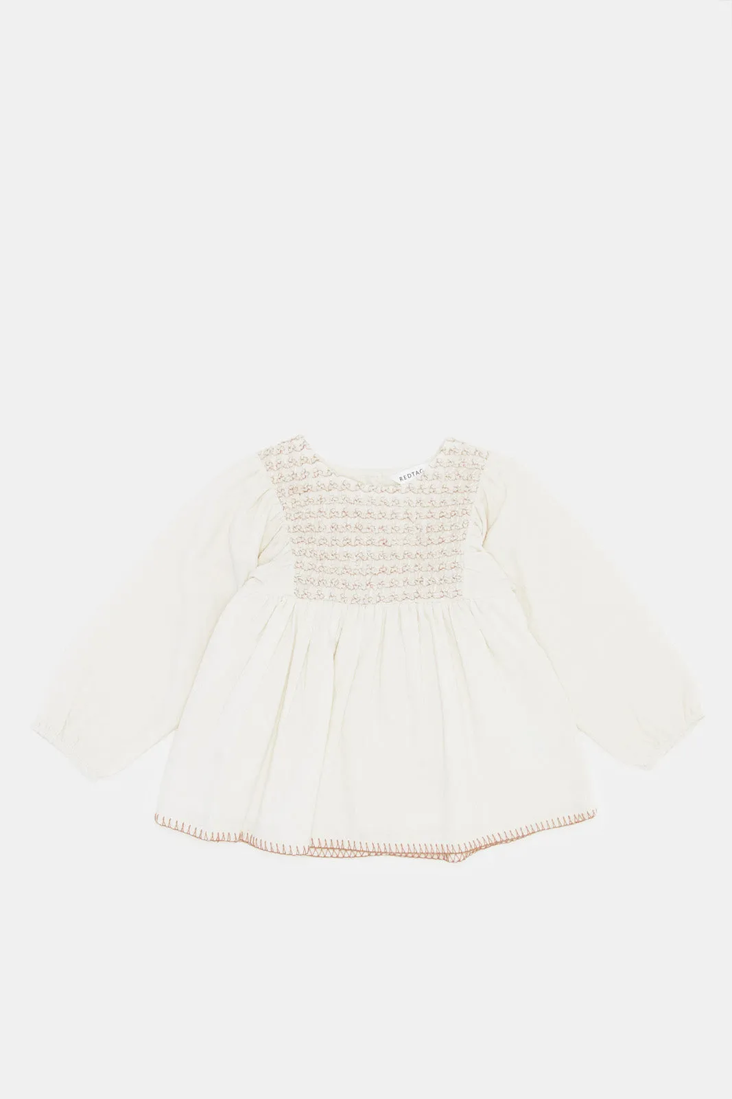 Infant Girls White Embellished Blouse