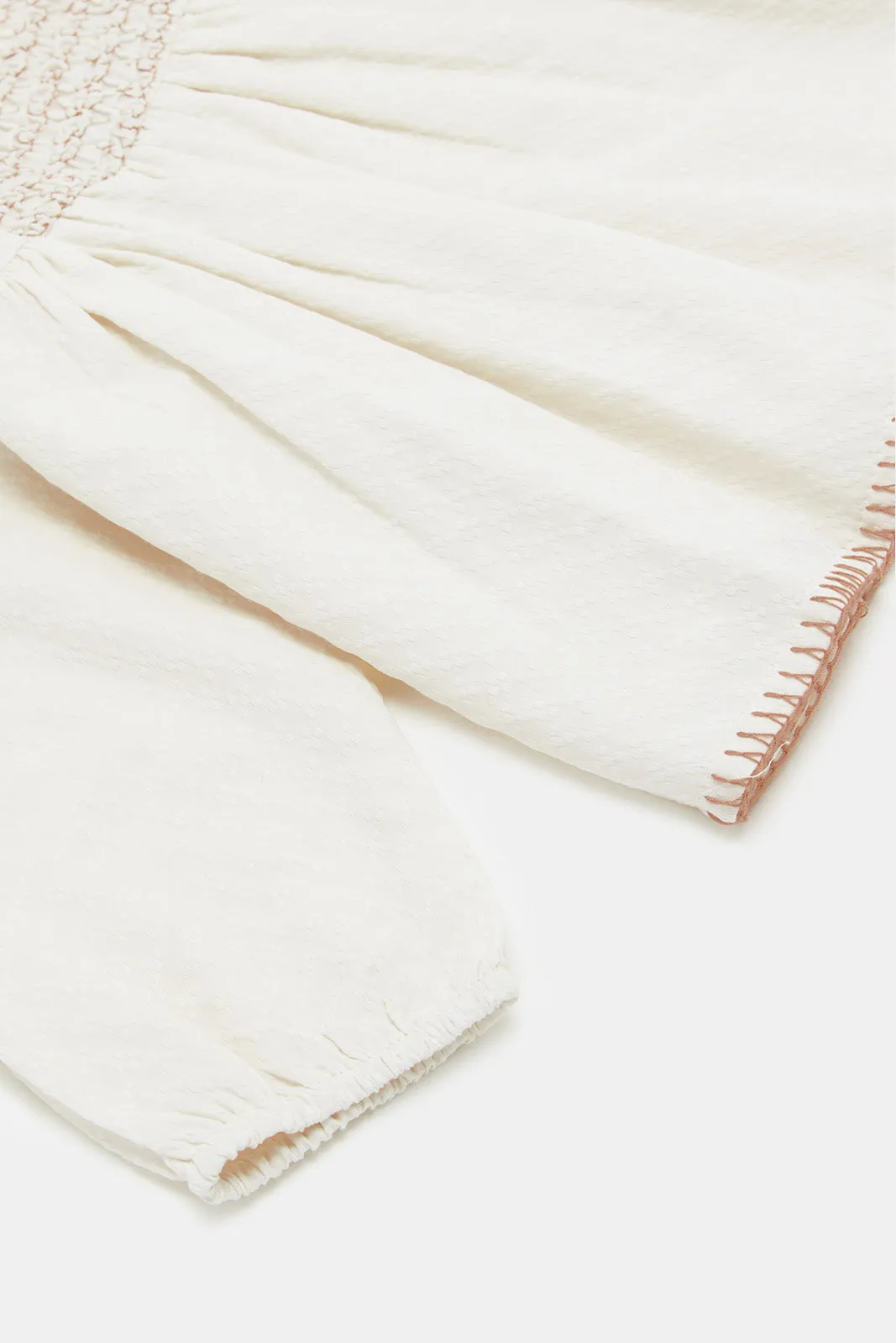 Infant Girls White Embellished Blouse