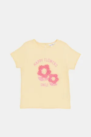 Infant Girls Yellow Embellished T-Shirt