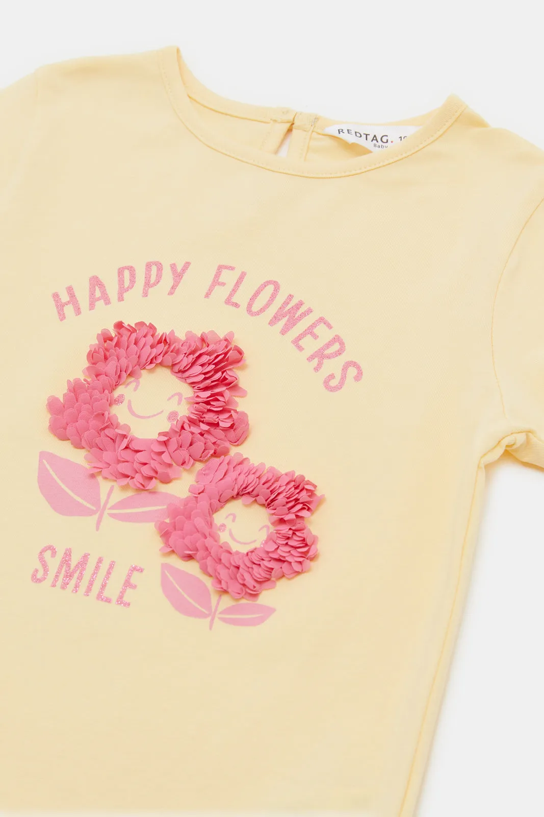 Infant Girls Yellow Embellished T-Shirt
