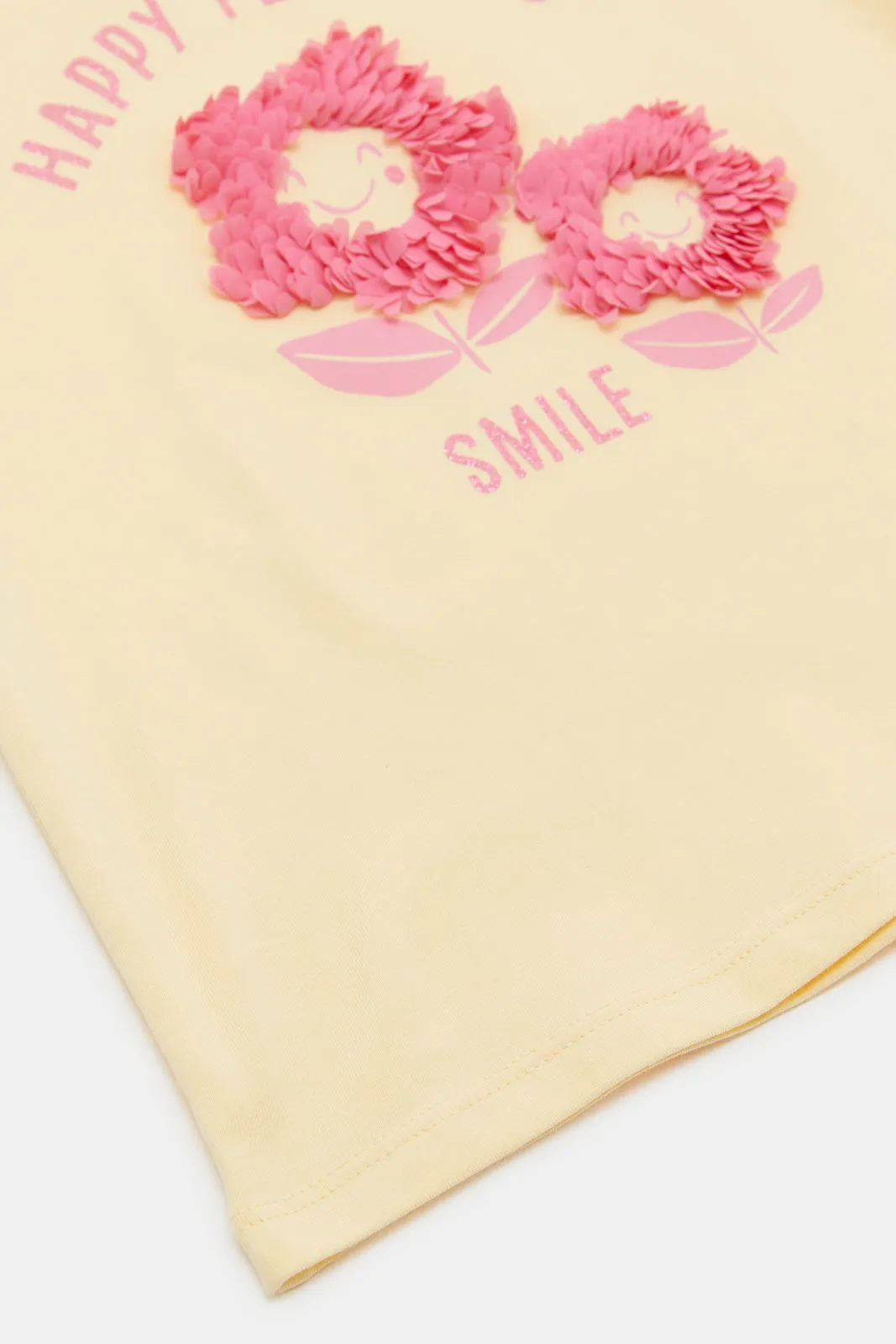 Infant Girls Yellow Embellished T-Shirt