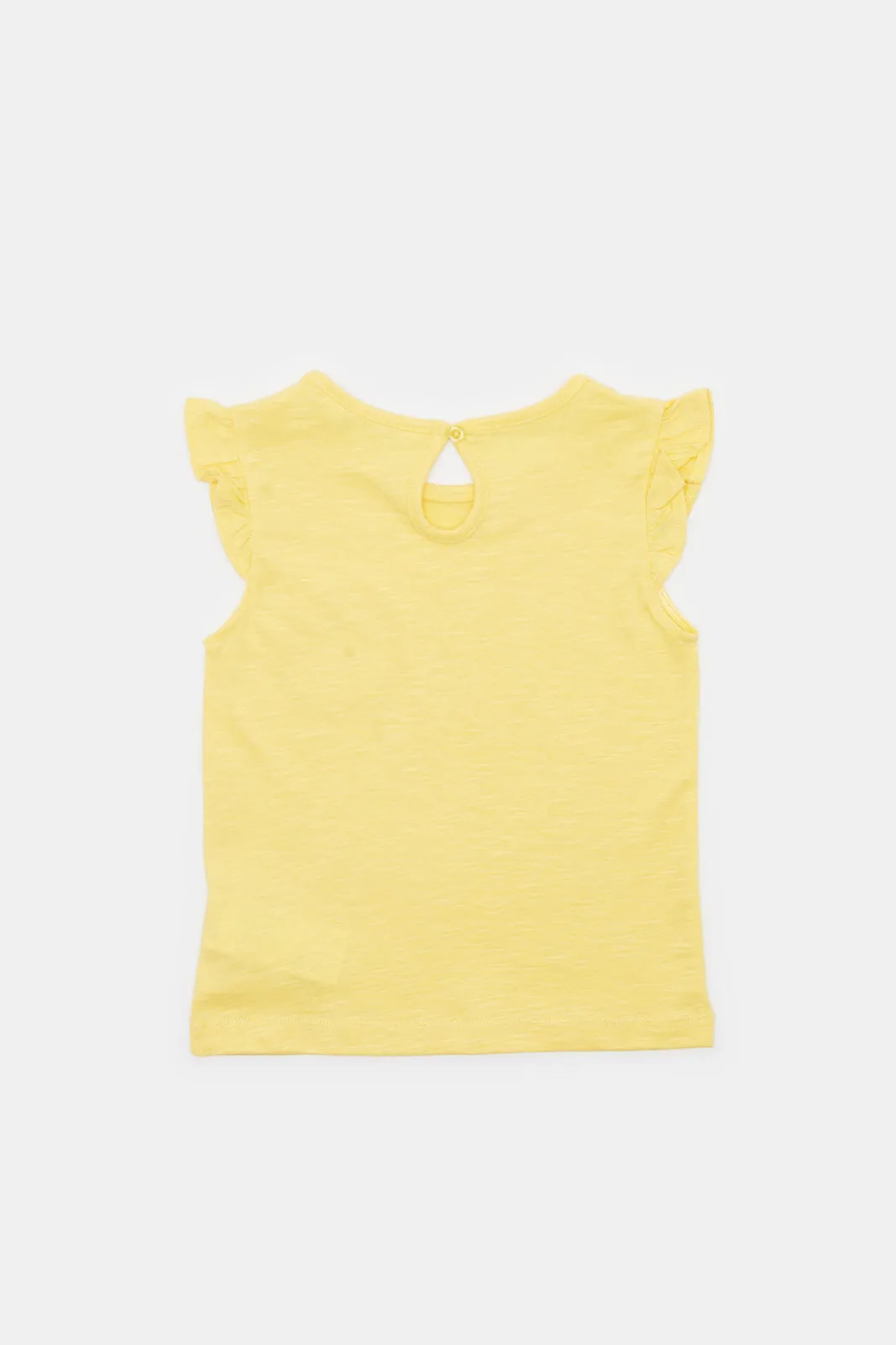 Infant Girls Yellow Schiffli Pocket T-Shirt