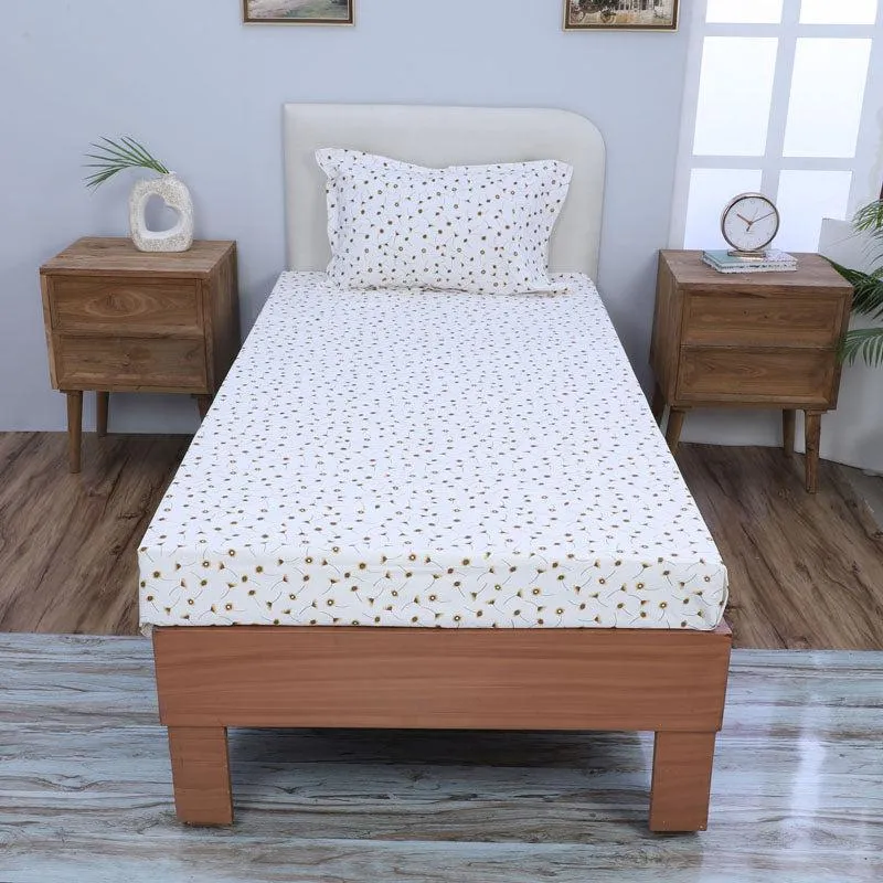 Luciana Floral Printed Bedsheet - Yellow