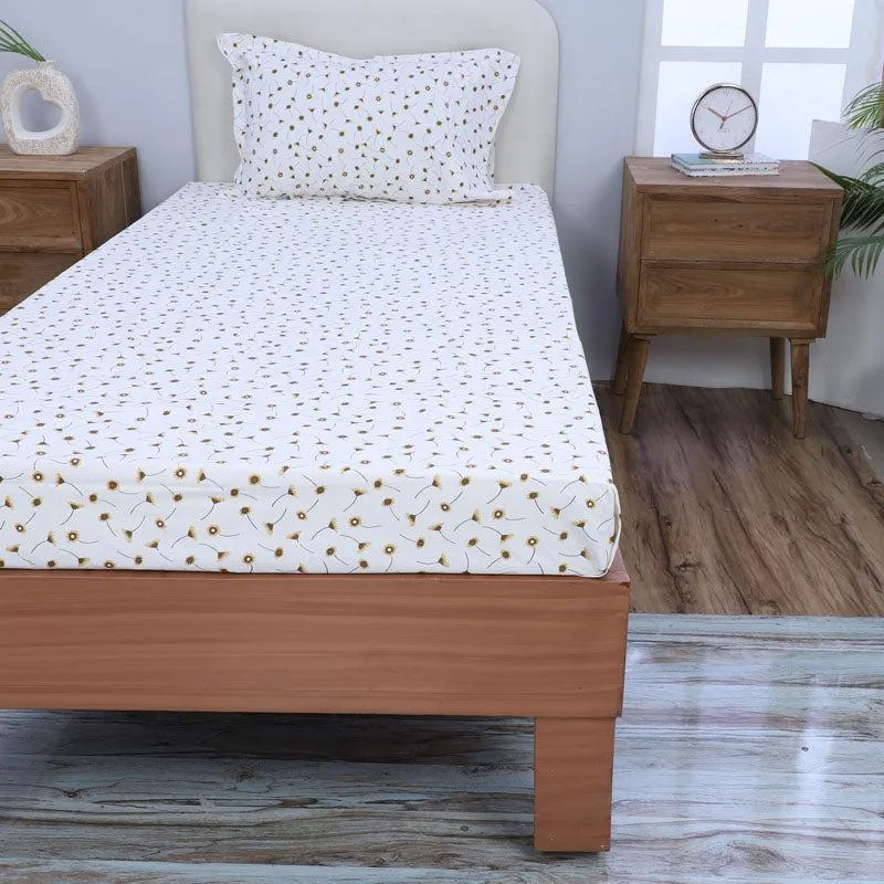 Luciana Floral Printed Bedsheet - Yellow