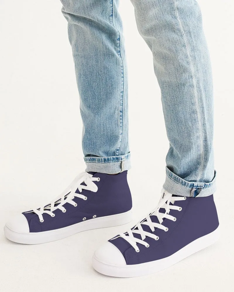 Medium Dark Blue Men's High-top Canvas Sneakers | Men's | Medium Dark Pastel Blue | C60M60Y0K60
