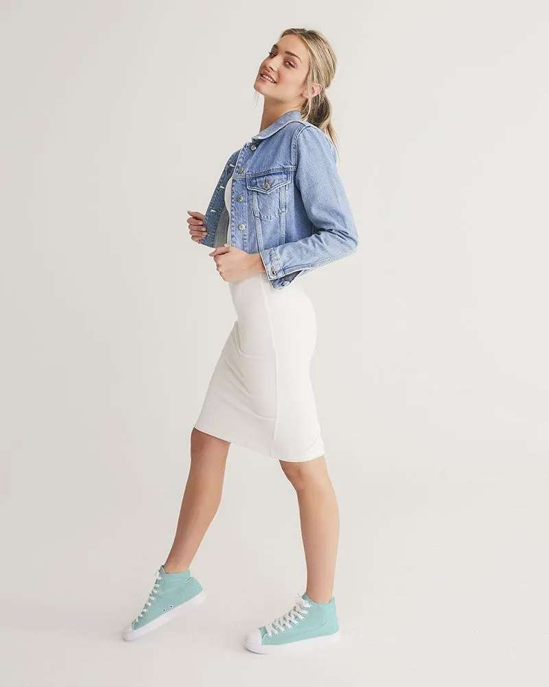 Pale Pastel Blue Cool Green Women's High-top Canvas Sneakers | Women's | Bright Pale Pastel Blue Cool Green | C30M0Y15K0