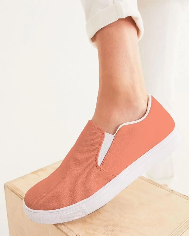 Pastel Red Slip-On Canvas Sneakers | Women's | Bright Pastel Red | C0M60Y60K0