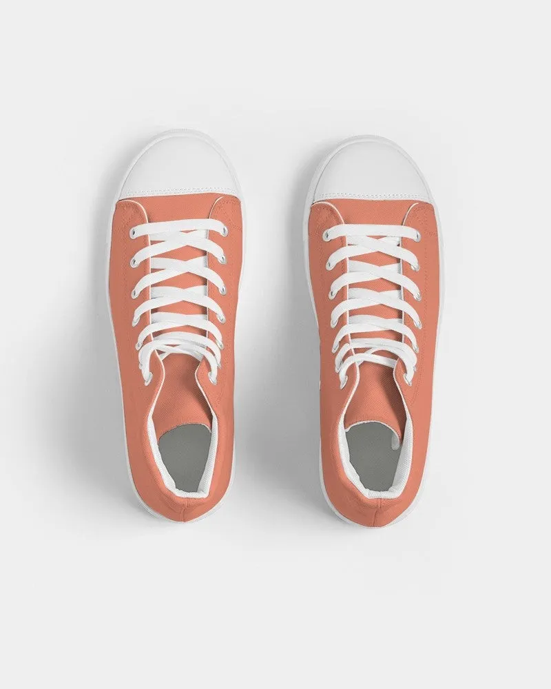 Pastel Red Women's High-top Canvas Sneakers | Women's | Bright Pastel Red | C0M60Y60K0