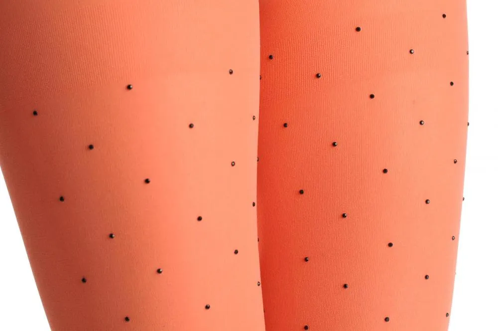 Plain Light Rust Red With Black Crystals 80 Den