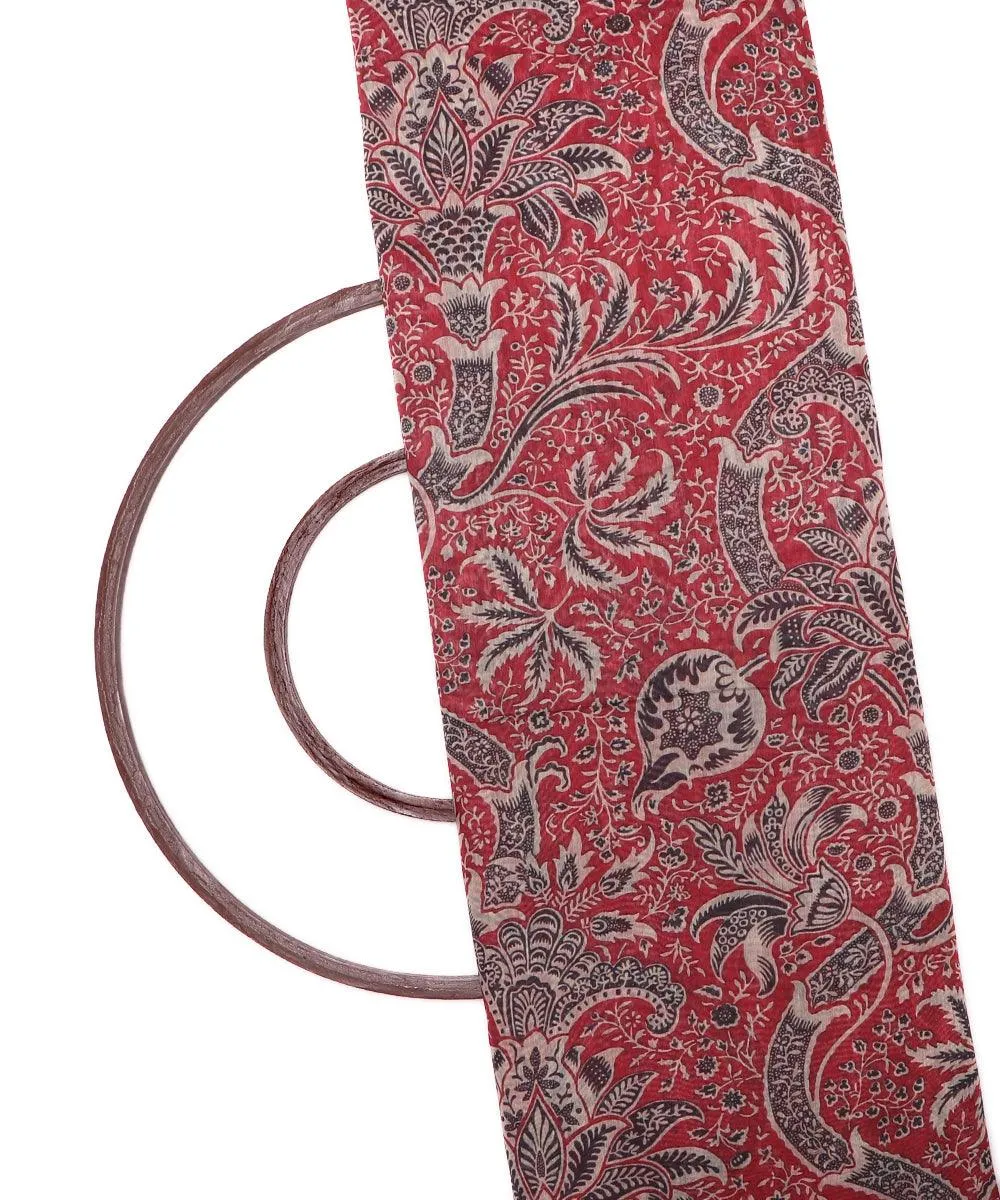 Red Colour Kalamkari Print Chanderi Fabric