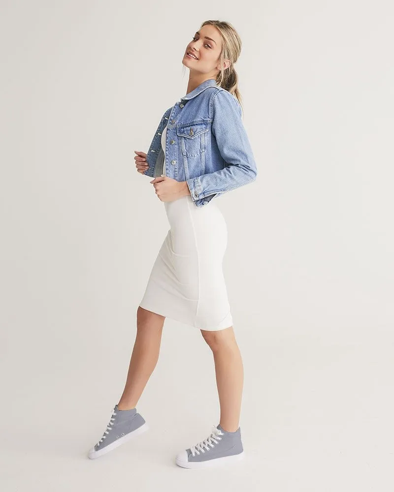 Shaded Pale Blue Gray High-Top Canvas Sneakers | Women's | C10M10Y0K30