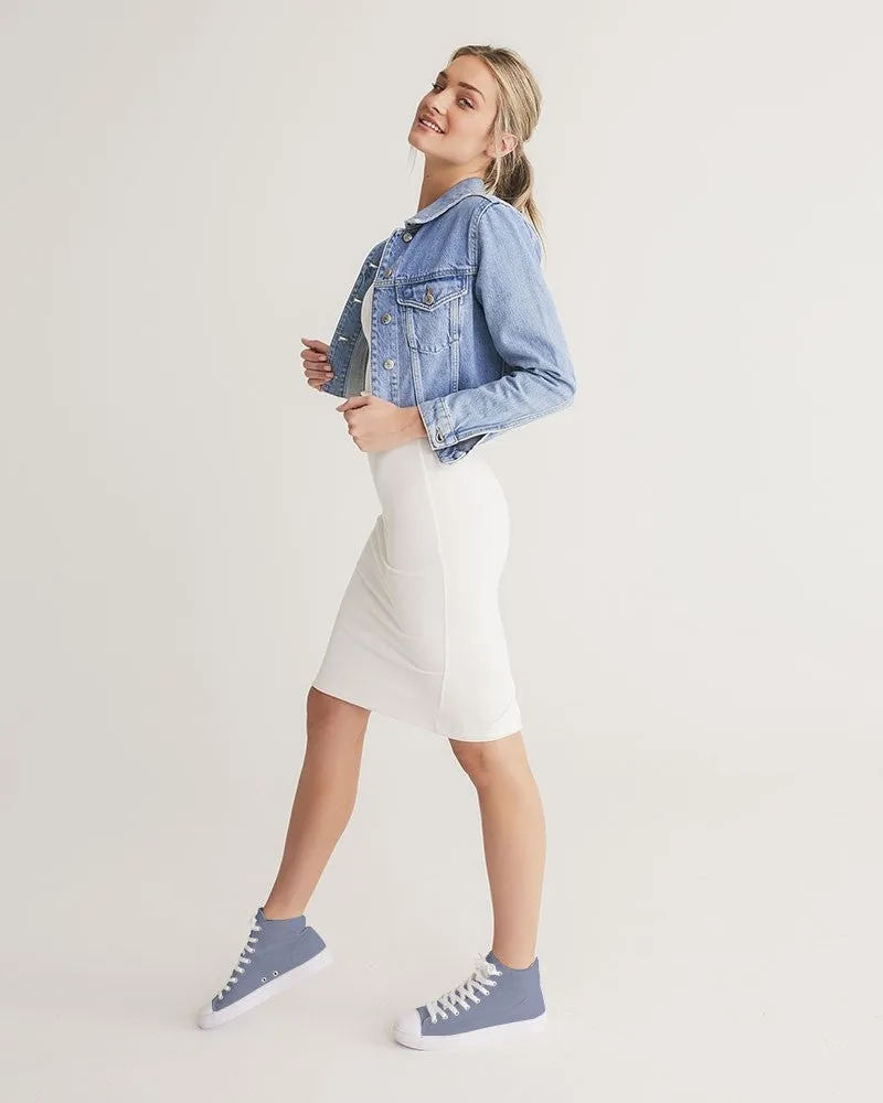 Shaded Pale Pastel Blue Gray High-Top Canvas Sneakers | Women's | C30M22Y0K30